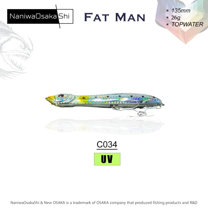 Naniwa Osaka Shi FAT MAN 135MM 26GR TOPWATER Su Üstü Maket