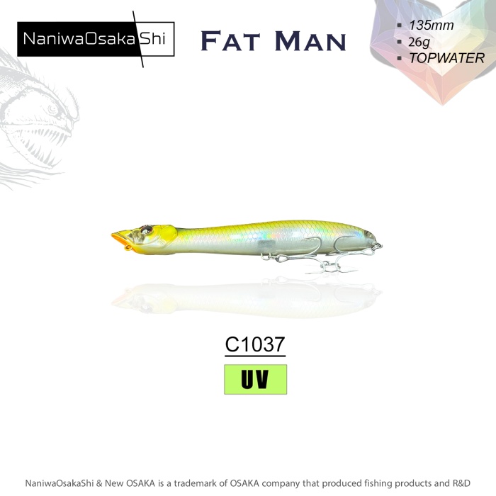 Naniwa Osaka Shi FAT MAN 135MM 26GR TOPWATER Su Üstü Maket