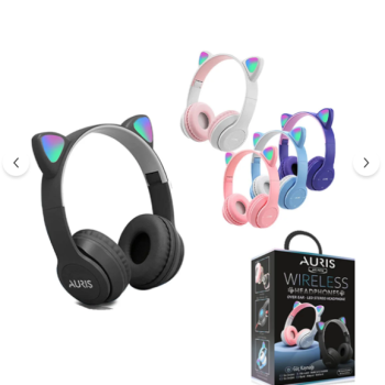 Auris P47M RGB Işıklı Kedi Desenli Kablosuz Bluetooth Kulaküstü Kulaklık