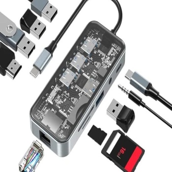 HC-87 Type-c to usb PD 100Watt RJ45 Ethernet USB Çoklayıcı Çevirici USB AUX Mikro Macbook Uyumlu