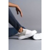 SLW151 Boost Bağcıklı Cilt Süet Erkek Günlük Sneaker Ayakkabı BT - Beyaz/Gri