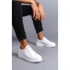 SLW151 Boost Bağcıklı Cilt Erkek Günlük Sneaker Ayakkabı BT - Beyaz