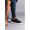 SLW151 Boost Bağcıklı Cilt Erkek Günlük Sneaker Ayakkabı BT - Siyah
