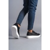 SLW151 Boost Bağcıklı Cilt Erkek Günlük Sneaker Ayakkabı BT - Siyah