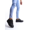 SLW151 Boost Bağcıklı Cilt Erkek Günlük Sneaker Ayakkabı ST - Siyah