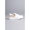 SLW155 Warrior Bağcıklı ve Fermuarlı Cilt Süet Erkek Günlük Sneaker Ayakkabı BT - Beyaz/Krem