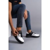 SLW155 Warrior Bağcıklı ve Fermuarlı Cilt Erkek Günlük Sneaker Ayakkabı ST - Siyah/Beyaz