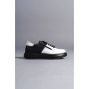 SLW155 Warrior Bağcıklı ve Fermuarlı Cilt Erkek Günlük Sneaker Ayakkabı ST - Siyah/Beyaz
