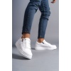 SLW155 Warrior Bağcıklı ve Fermuarlı Cilt Erkek Günlük Sneaker Ayakkabı BT - Beyaz