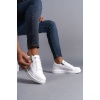 SLW155 Warrior Bağcıklı ve Fermuarlı Cilt Erkek Günlük Sneaker Ayakkabı BT - Beyaz