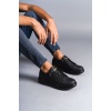 SLW155 Warrior Bağcıklı ve Fermuarlı Cilt Erkek Günlük Sneaker Ayakkabı ST - Siyah