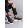 SLW161 Hippo Bağcıksız Cilt Erkek Günlük Sneaker Ayakkabı BT - Haki