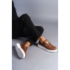 SLW161 Hippo Bağcıksız Cilt Erkek Günlük Sneaker Ayakkabı BT - Taba