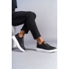 SLW161 Hippo Bağcıksız Cilt Erkek Günlük Sneaker Ayakkabı BT - Siyah