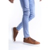 SLW166 Prestige Bağcıklı Cilt Kapitone Desenli Erkek Günlük Sneaker Ayakkabı BT - Taba
