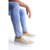 SLW165 Elite Bağcıklı Süet Erkek Günlük Sneaker Ayakkabı BT - Krem