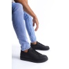 SLW165 Elite Bağcıklı Cilt Erkek Günlük Sneaker Ayakkabı ST - Siyah
