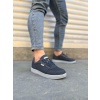 JY0118 REX Bağcıklı Keten Kumaş Erkek Günlük Sneaker Ayakkabı KGT - Füme