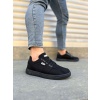JY0118 REX Bağcıklı Keten Kumaş Erkek Günlük Sneaker Ayakkabı KST - Siyah