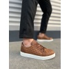 JY166 Prestige Bağcıklı Cilt Kapitone Desenli Erkek Günlük Sneaker Ayakkabı CBT - Taba