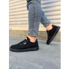 JY0118 REX Bağcıklı Keten Kumaş Erkek Günlük Sneaker Ayakkabı KST - Siyah