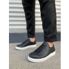 JY165 Elite Bağcıklı Cilt Erkek Günlük Sneaker Ayakkabı CBT - Siyah