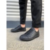JY165 Elite Bağcıklı Cilt Erkek Günlük Sneaker Ayakkabı CST - Siyah