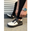 JY155 Warrior Bağcıklı ve Fermuarlı Cilt Erkek Günlük Sneaker Ayakkabı CST - Siyah/Beyaz