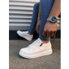 JY155 Warrior Bağcıklı ve Fermuarlı Cilt Erkek Günlük Sneaker Ayakkabı CBT - Beyaz
