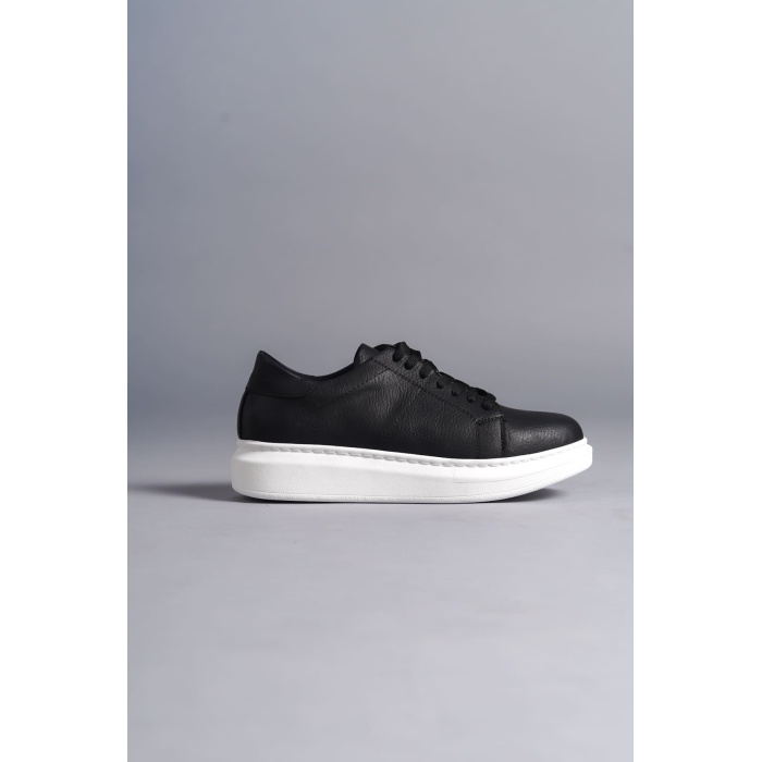 SLW151 Boost Bağcıklı Cilt Erkek Günlük Sneaker Ayakkabı BT - Siyah