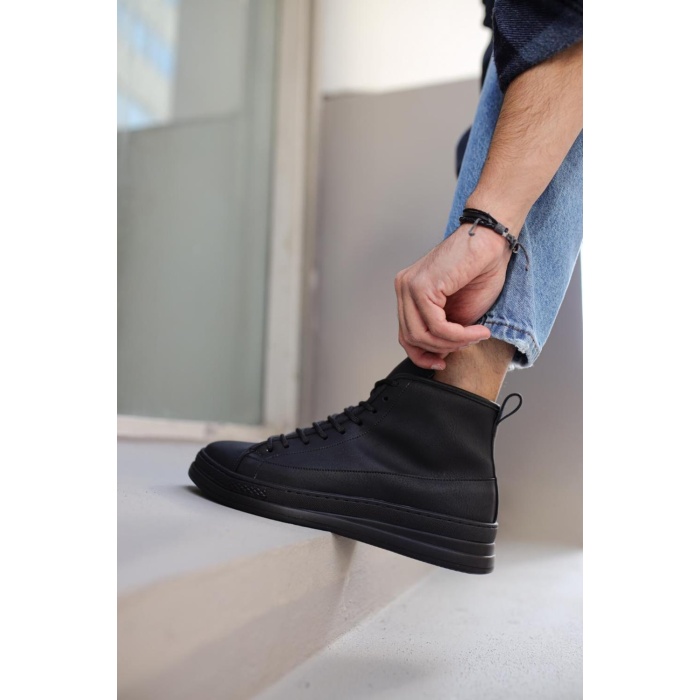 Knack Yüksek Taban Ayakkabı C-030 Siyah (Siyah Taban)