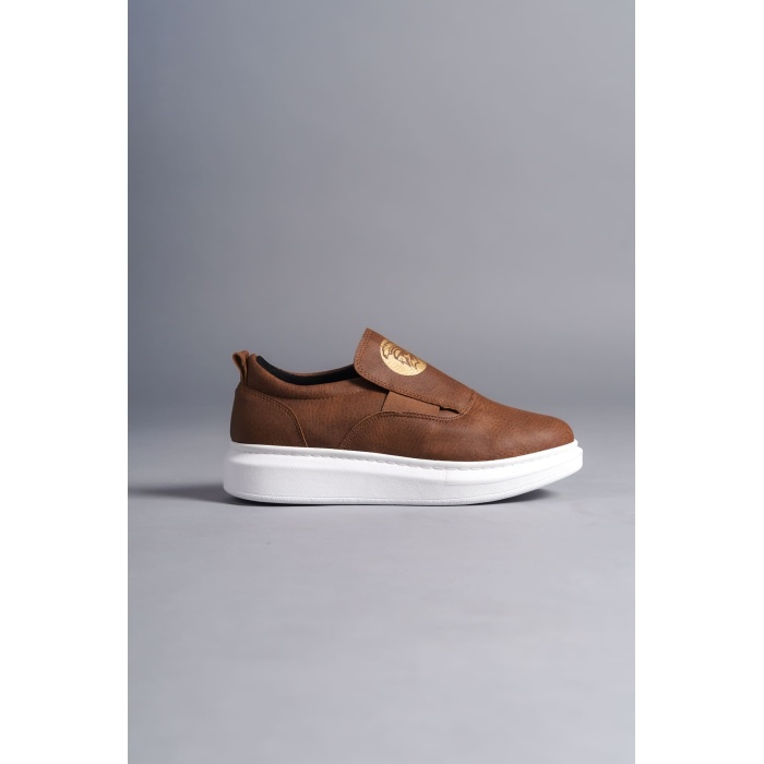 SLW161 Hippo Bağcıksız Cilt Erkek Günlük Sneaker Ayakkabı BT - Taba