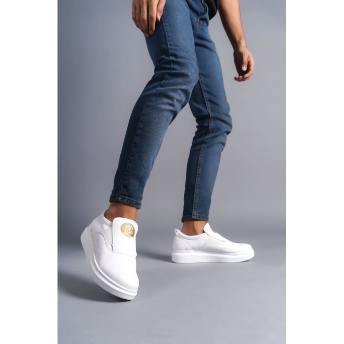 SLW161 Hippo Bağcıksız Cilt Erkek Günlük Sneaker Ayakkabı BT - Beyaz