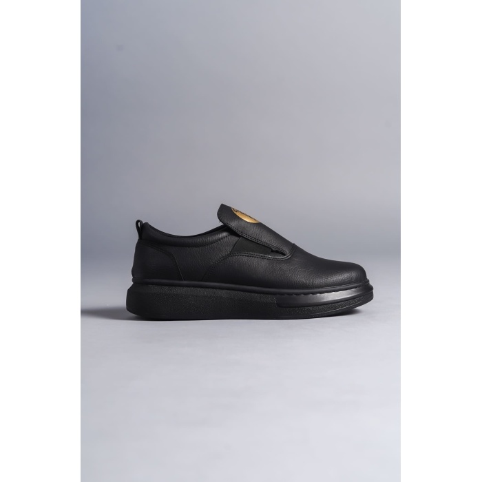 SLW161 Hippo Bağcıksız Cilt Erkek Günlük Sneaker Ayakkabı ST - Siyah