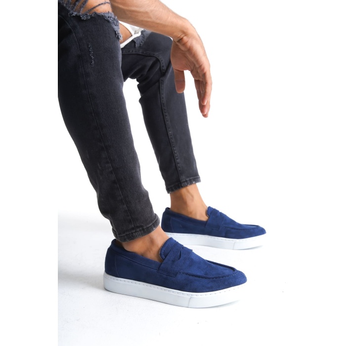SLW180 Estilo X Bağcıksız Süet Erkek Günlük Spor Klasik Ayakkabı BT - Lacivert
