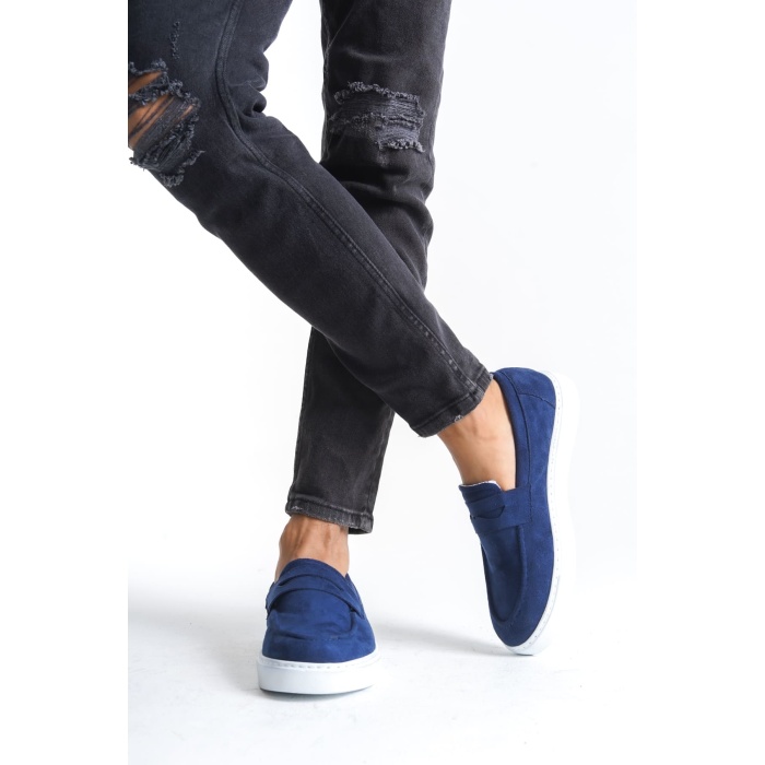 SLW180 Estilo X Bağcıksız Süet Erkek Günlük Spor Klasik Ayakkabı BT - Lacivert