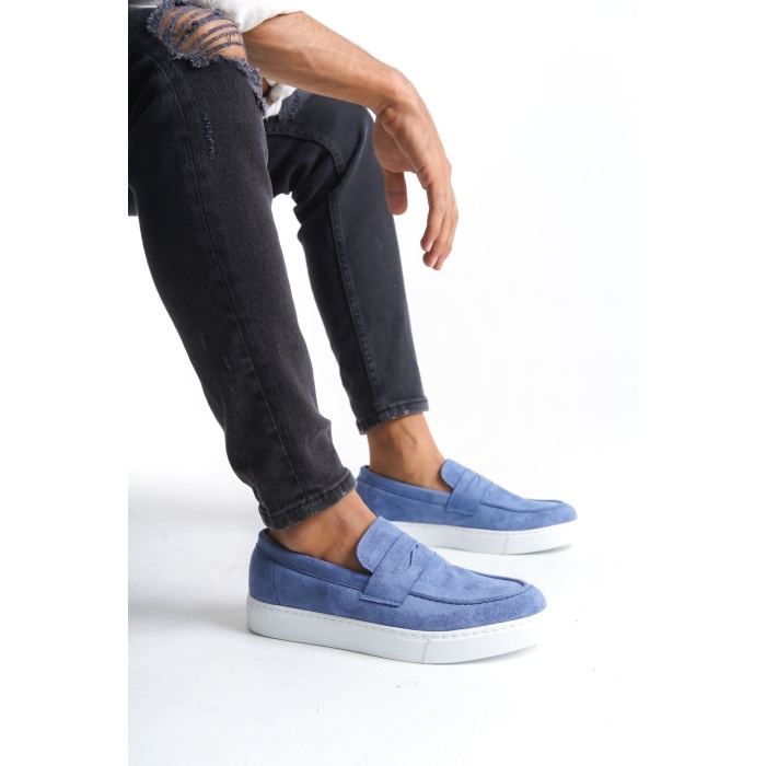 SLW180 Estilo X Bağcıksız Süet Erkek Günlük Spor Klasik Ayakkabı BT - Mavi