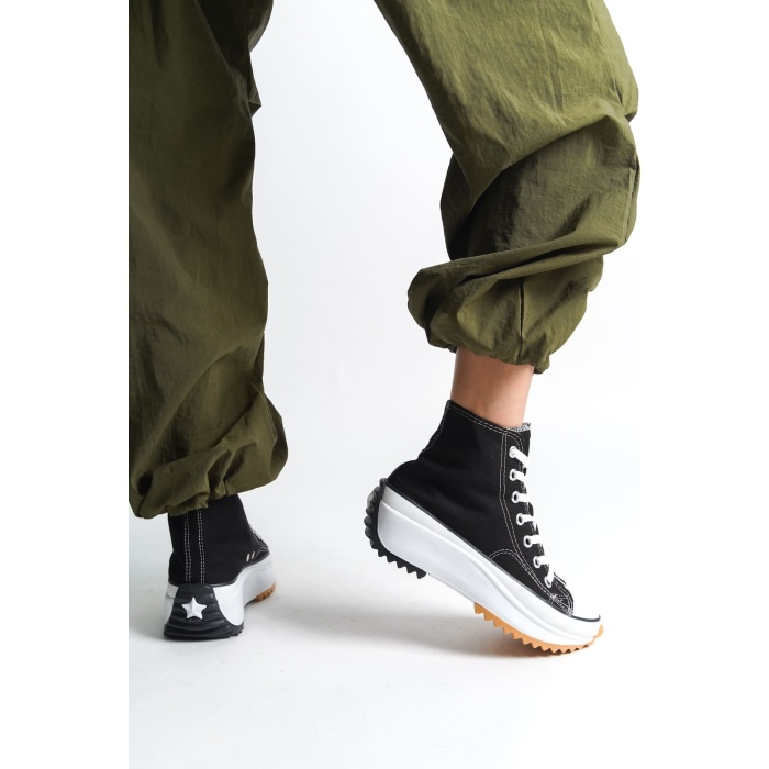 ROMA Bağcıklı Ortopedik Taban Kadın Sneaker Spor Ayakkabı  BT - Siyah