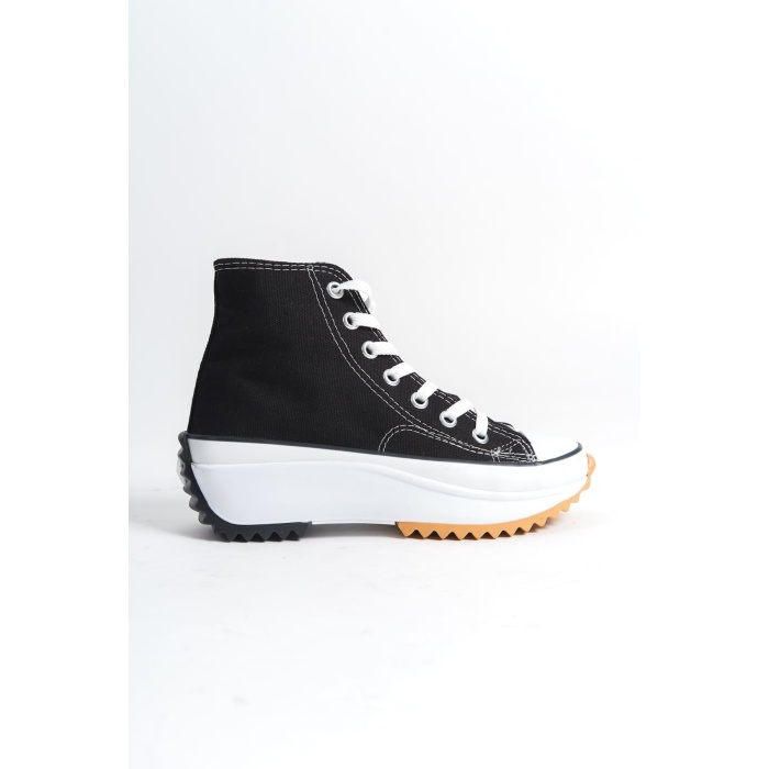 ROMA Bağcıklı Ortopedik Taban Kadın Sneaker Spor Ayakkabı  BT - Siyah