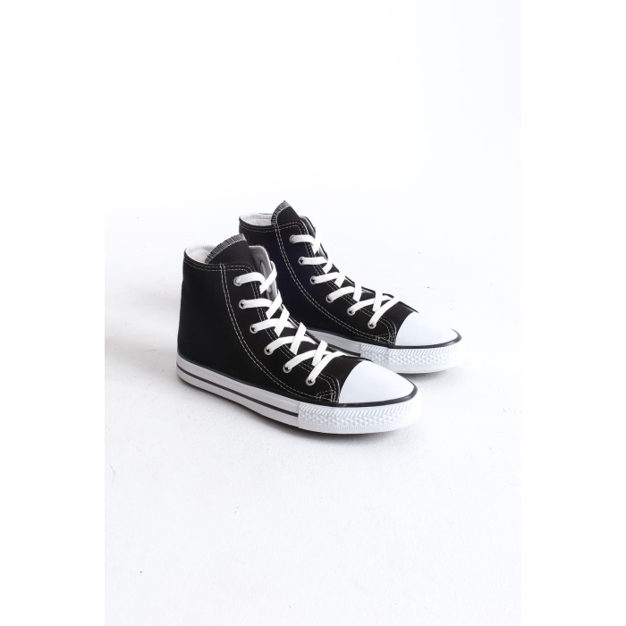 JY0423 AXE Bağcıklı Keten Kumaş Erkek Günlük Sneaker Ayakkabı KBT - Siyah