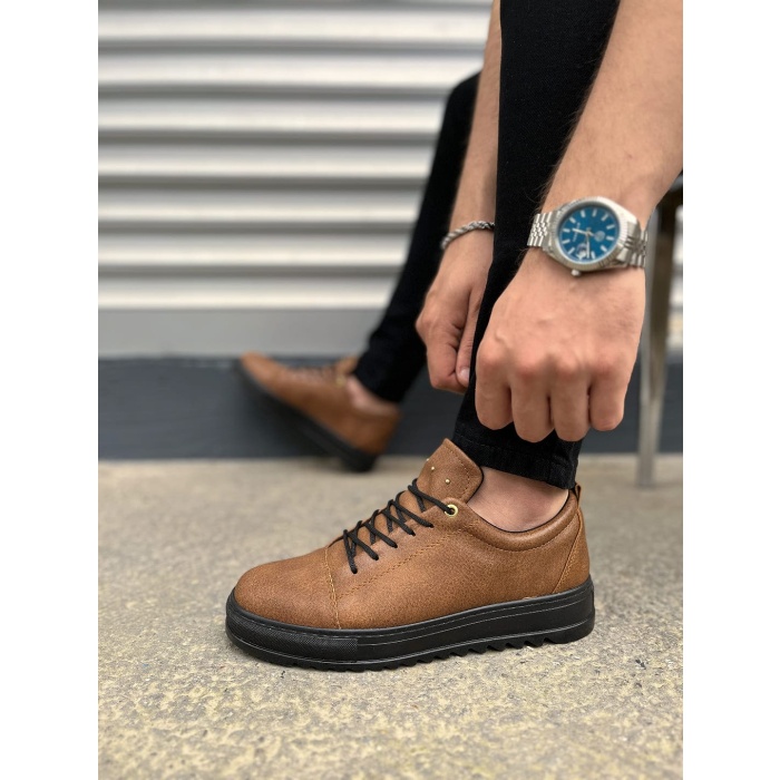 JY152 Cool Bağcıklı Cilt Erkek Günlük Spor Klasik Ayakkabı CST - Taba