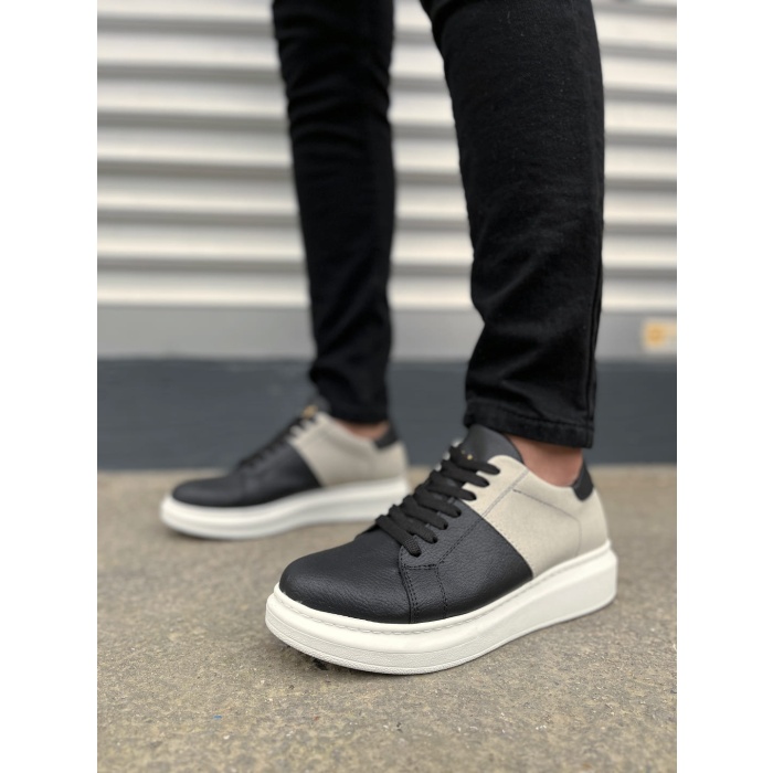 JY151 Boost Bağcıklı Cilt Süet Erkek Günlük Sneaker Ayakkabı CSBT - Siyah/Gri