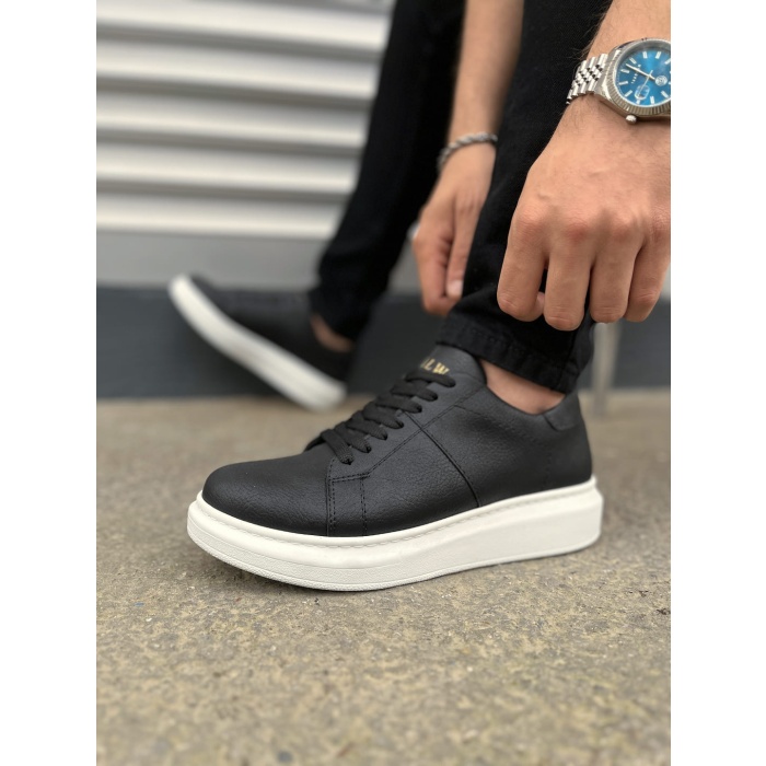 JY151 Boost Bağcıklı Cilt Erkek Günlük Sneaker Ayakkabı CBT - Siyah