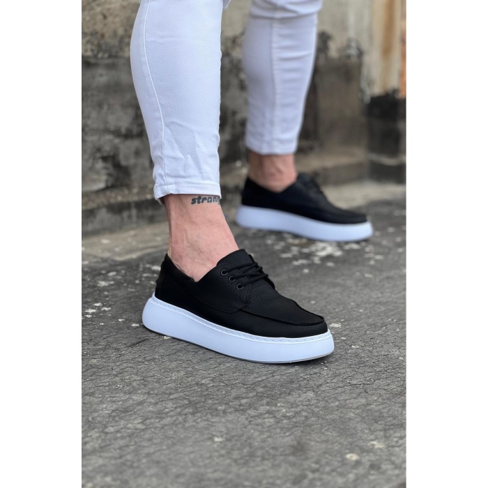 Wagoon WG508 Siyah Cilt Ortopedik Taban Erkek Casual Ayakkabı