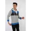 Parçalı Kapşonlu Fermuarlı Erkek Günlük Sweatshirt