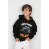 Üç İplik Şardonlu Baskılı Kapşonlu Erkek Çocuk Günlük Sweatshirt