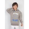 Üç İplik Şardonlu Baskılı Kapşonlu Erkek Çocuk Günlük Sweatshirt