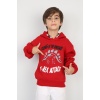 Üç İplik Şardonlu Baskılı Kapşonlu Erkek Çocuk Günlük Sweatshirt