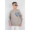 Üç İplik Şardonlu Arka Baskılı Erkek Çocuk Günlük Sweatshirt
