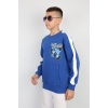 Üç İplik Şardonlu Arka Baskılı Erkek Çocuk Günlük Sweatshirt